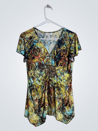 Dressbarn Printed Short Sleeve Blouse