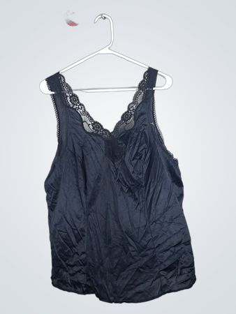 Unbranded Black Lace Trim Satin Cami Top