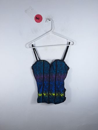 Blue and Black Bustier Top