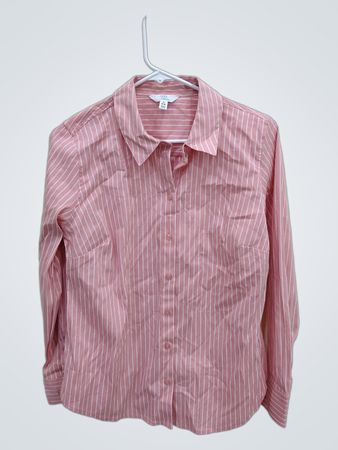 Time and Tru Pink Striped Button-Up Shirt