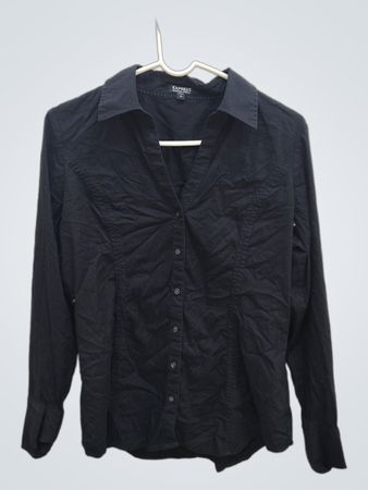 Express Black Long-Sleeve Button-Down Shirt
