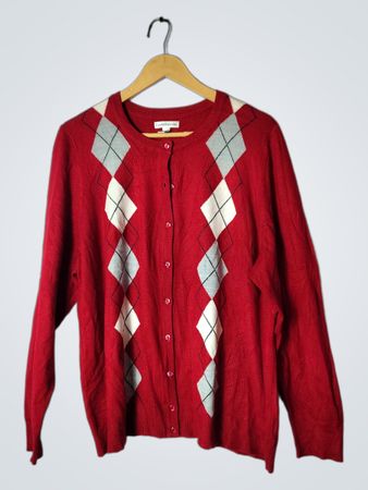 Croft & Barrow Women's Red Argyle Sweater