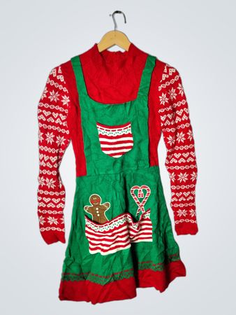 Christmas Knit Dress with Gingerbread Design
