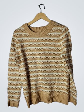 Croft & Barrow Tan and White Striped Sweater