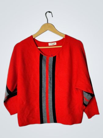 Full Circle Red Striped Knit Sweater