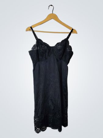 Unbranded Black Lace Trim Slip Dress