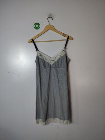 Laura Ashley Striped Lace Trim Cami Dress