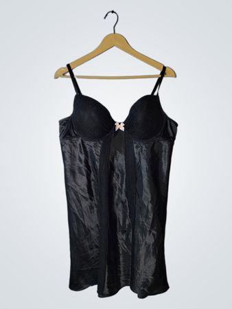 Morgan Taylor Black Satin Slip Dress