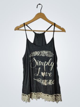 Gray Crochet Trim Tank Top