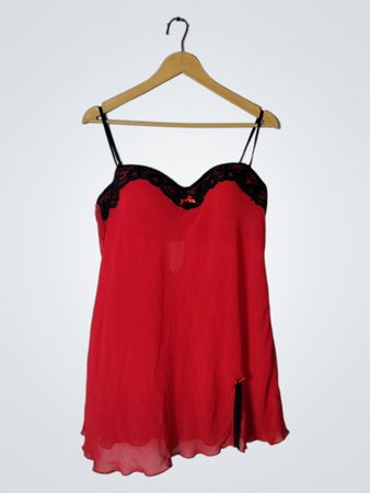 Red Lace-Trimmed Chemise