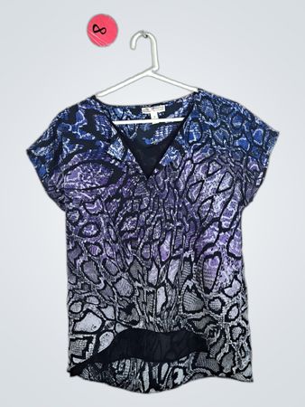 Dana Buchman Blue and Black Patterned Top