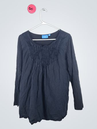 Simply Vera Vera Wang Black Long-Sleeve Pleated Blouse