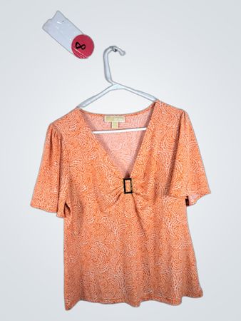 Michael Kors Orange Paisley V-Neck Blouse