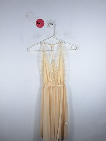 Sheer Beige Dress with Lace Details
