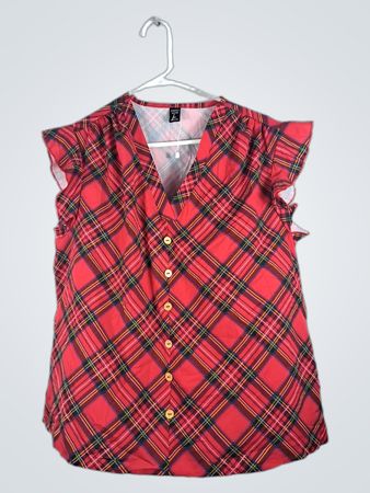 Emery Rose Red Plaid Blouse