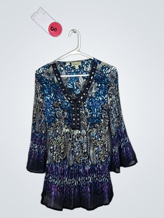 Dressbarn Paisley Print Bell Sleeve Blouse