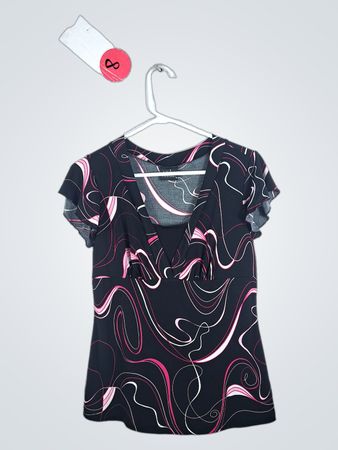 JKLA Wavy Print Ruffle Sleeve Blouse