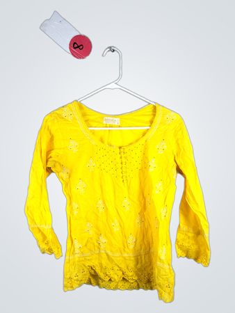 Fabindia Yellow Embroidered Top