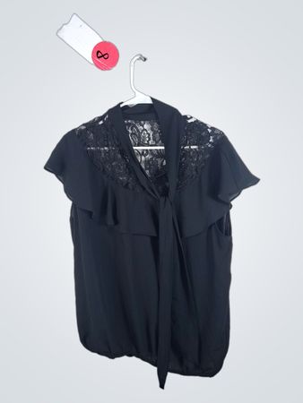 Unbranded Black Lace Ruffle Blouse