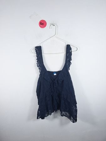 Old Navy Navy Lace Ruffle Top