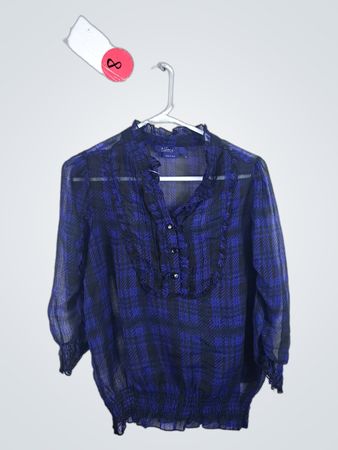 Hilary Max Cyprus Blue Plaid Blouse