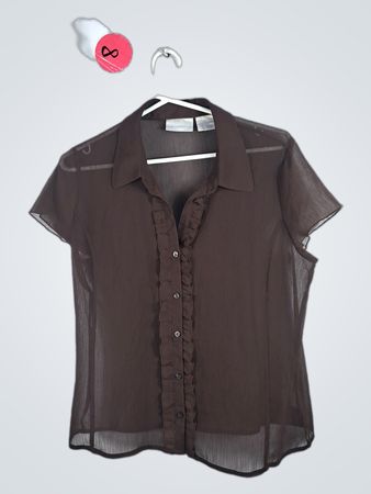 WORTHINGTON Brown Sheer Blouse