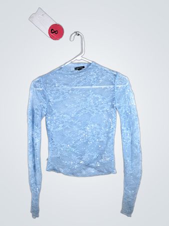 Blue Lace Long-Sleeve Top