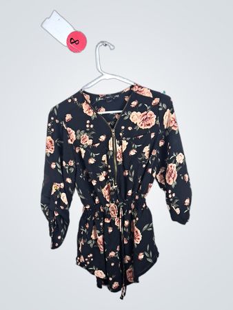 rue21 Black Floral Jumpsuit