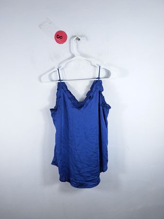 Express Blue Ruffle Shoulder Cami Top