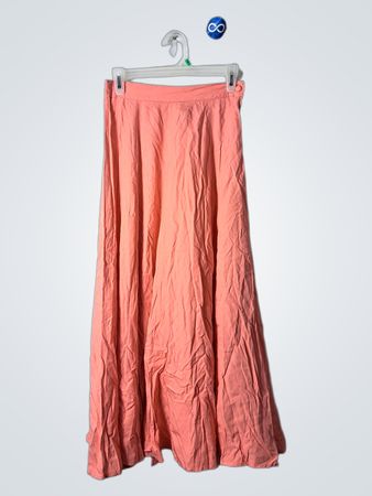 Express Coral Flared Midi Skirt