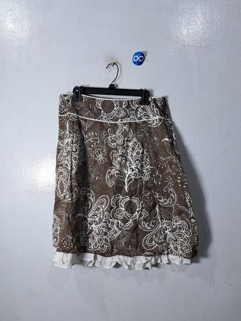 Ann Taylor Brown Paisley Print Ruffled Skirt