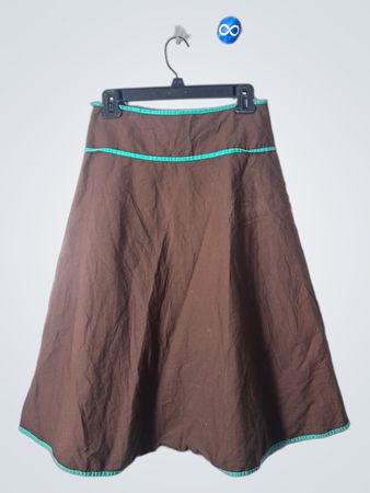 Brown Skirt with Green Trim
