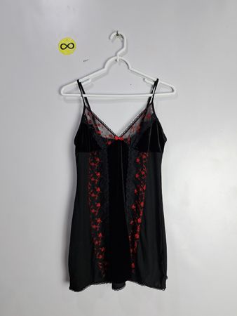 Black Lace Trim Slip Dress