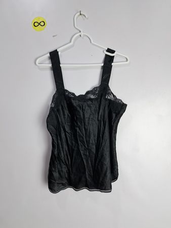 Unbranded Black Lace Trim Satin Cami Top