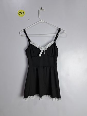Black Dress with White Lace Trim