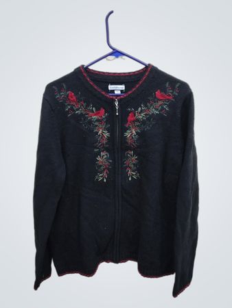 Croft & Barrow Black Embroidered Sweater