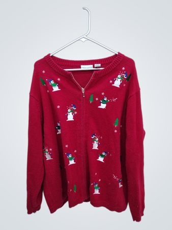 Croft & Barrow Woman's Red Snowman Sweater
