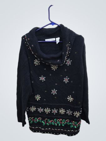 Victoria Jones Embellished Black Sweater