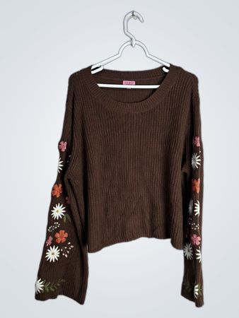Brown Floral Sweater