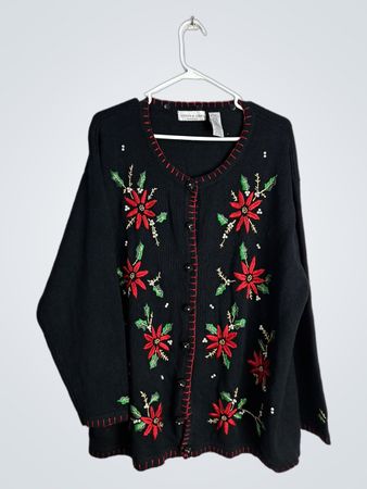 Victoria Jones Woman Black Embroidered Sweater