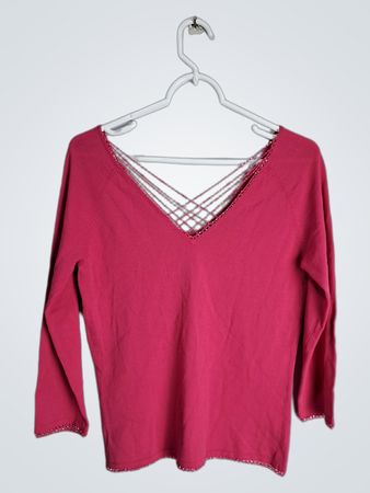New York City Design Co. Magenta Crisscross V-Neck Long Sleeve Top