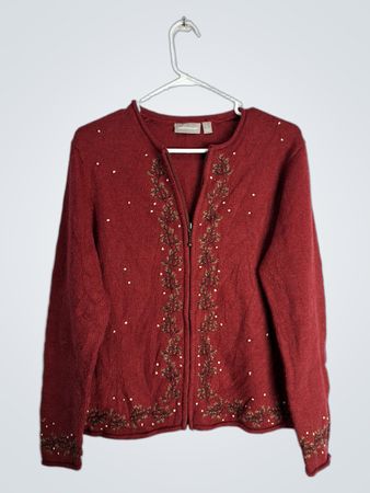 Croft & Barrow Red Embroidered Sweater