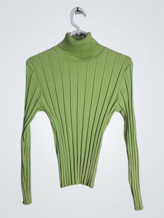 Style & Co. Green Ribbed Turtleneck Sweater