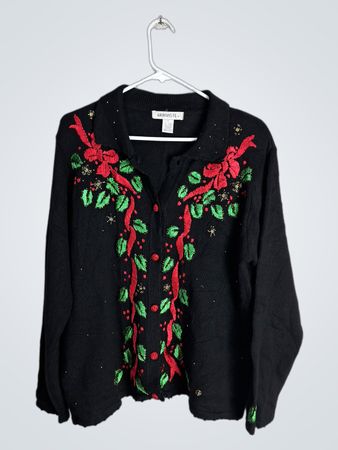 Arriviste Embroidered Black Sweater