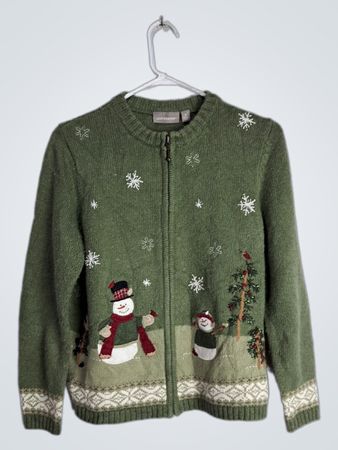 Croft & Barrow Green Snowman Sweater