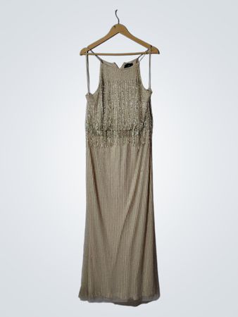 Adrianna Papell Sequin Fringe Maxi Dress