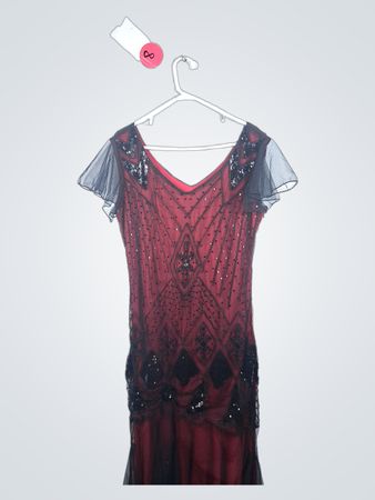 Red and Black Sequined Dress