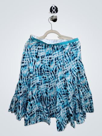 Blue Tie-Dye Pleated Skirt