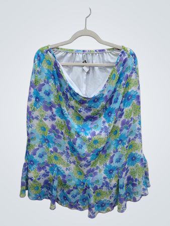 Blue and Purple Floral Blouse