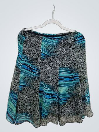 Blue and Black Patterned Blouse